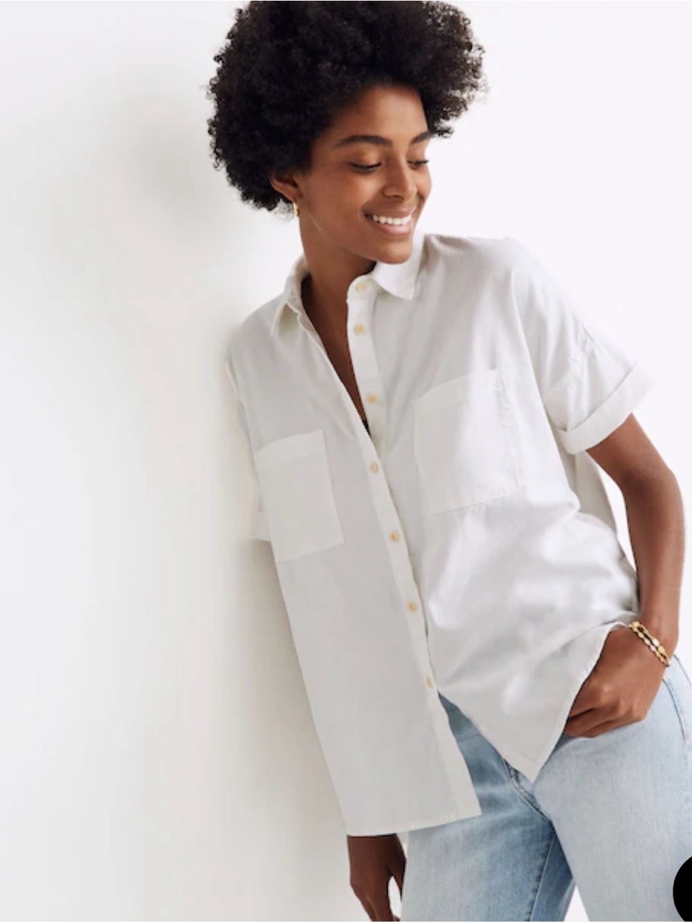 Madewell White Cotton Courier Shirt large